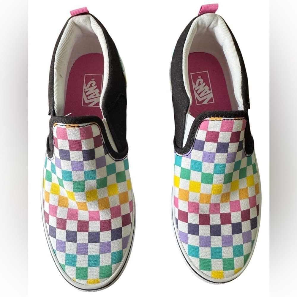 Vans Checkerboard Slip-On MultiColor Skateboarding Shoes Missy Sz 5